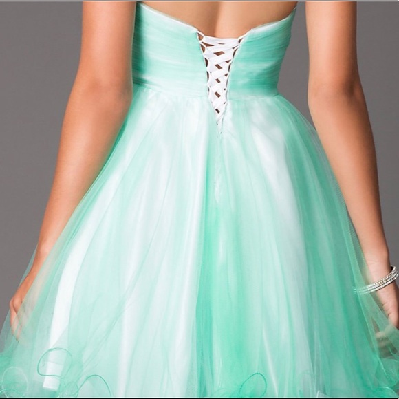 Homecoming / Prom dress - Mint Green ruffled - Picture 4 of 5